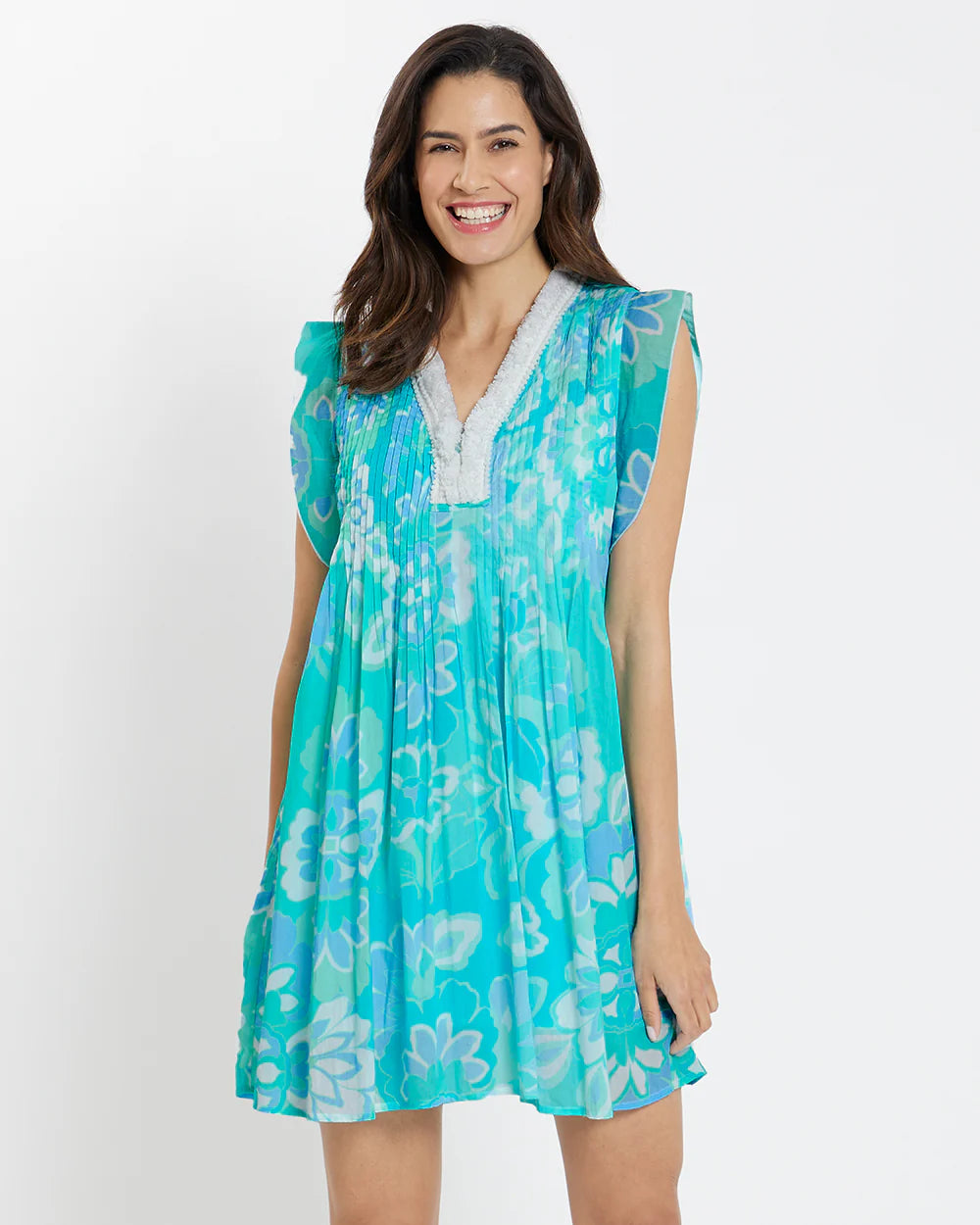 Larissa Dress - Blooming Tile Aqua