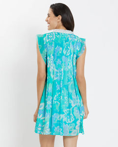 Larissa Dress - Blooming Tile Aqua