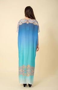 V Neck Caftan- Blue