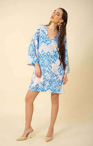 V Neck Dress- Blue