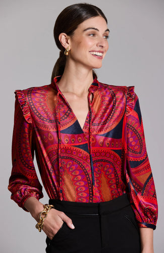 Cheryl Paisley Velvet Shirt- Multi