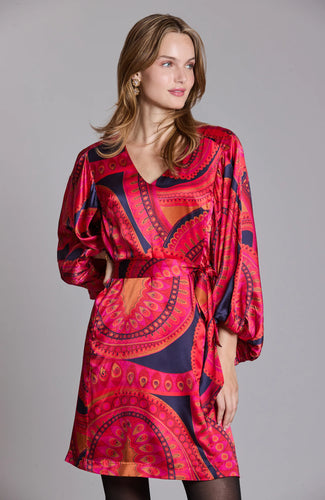 Val Paisley Charmeuse Dress- Multi