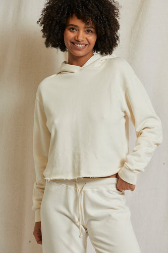 Kokomo - beach fleece cut off hoodie bright ivory