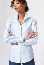 Ginna Tailored Shirt - French Blue Herringbone