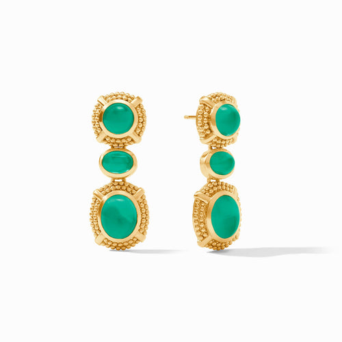 Cabochon Statement Earrings - Iridescent Emerald Green