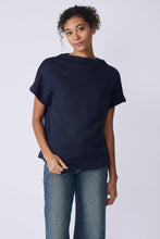 Hannah Funnel Neck Top - Navy