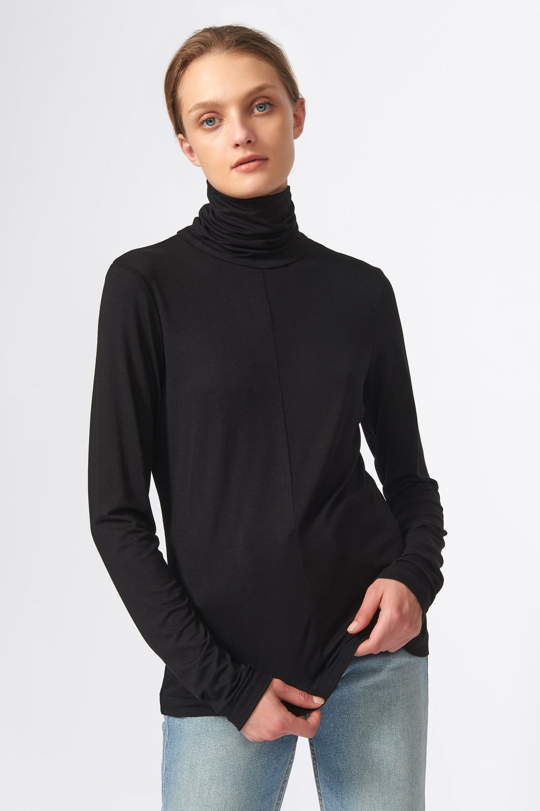 Seamed Turkleneck - Black