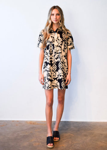 Everything Short Sleeve Dress - Damask