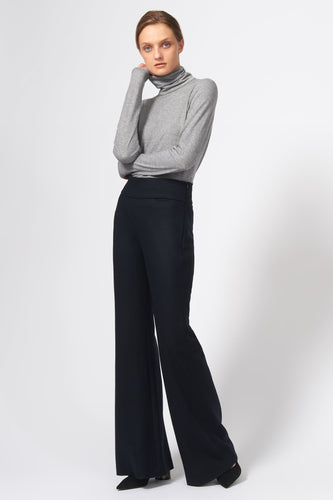 Felted Jersey Wide Leg Pant - Midnight