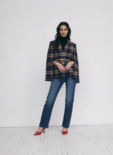 Plaid Cape - Navy Plaid