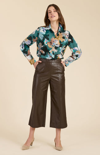 Payton Pleather Crop Pant - Walnut