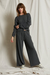 Clover Brushed Thermal Wide Leg Pant - Vintage Black