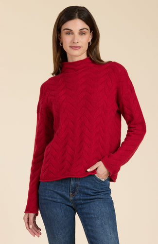 Cashmere Basket Weave Sweater - Red Amiral