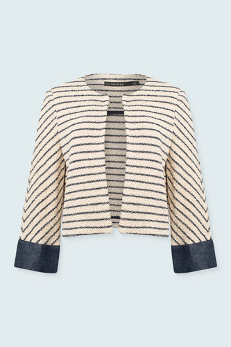 Short Jacket 3/4 Sleeve- Navy Stripe